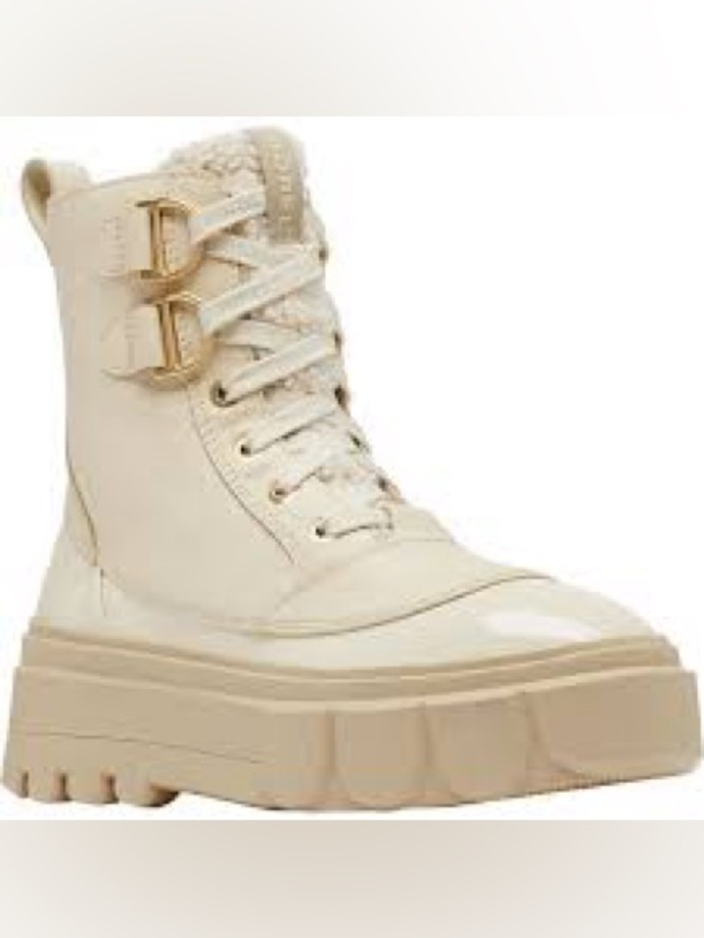 Sorel Cream Lace-Up Platform Combat Boot